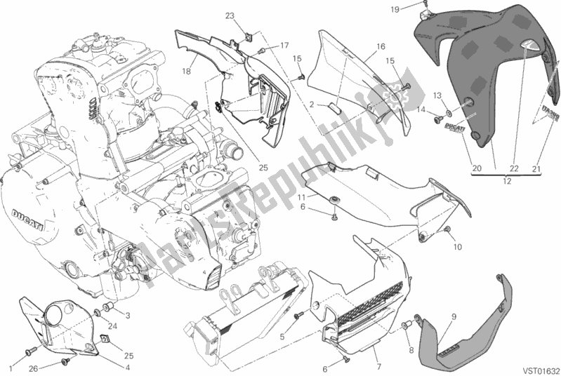 Todas as partes de Meia Carenagem do Ducati Monster 1200 S USA 2018